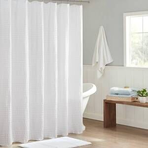 NEW OLLIIX madison park waffle shower curtain in white